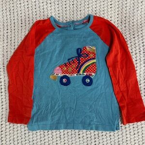 Mini Boden Red and Blue Long Sleeve Shirt with Roller Skate